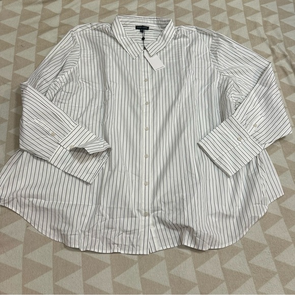 Universal standard henning x us madison stripe button down collared shirt - Picture 1 of 1